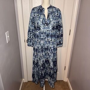 Ro's Garden Blue and White Ikat Maxi Dress